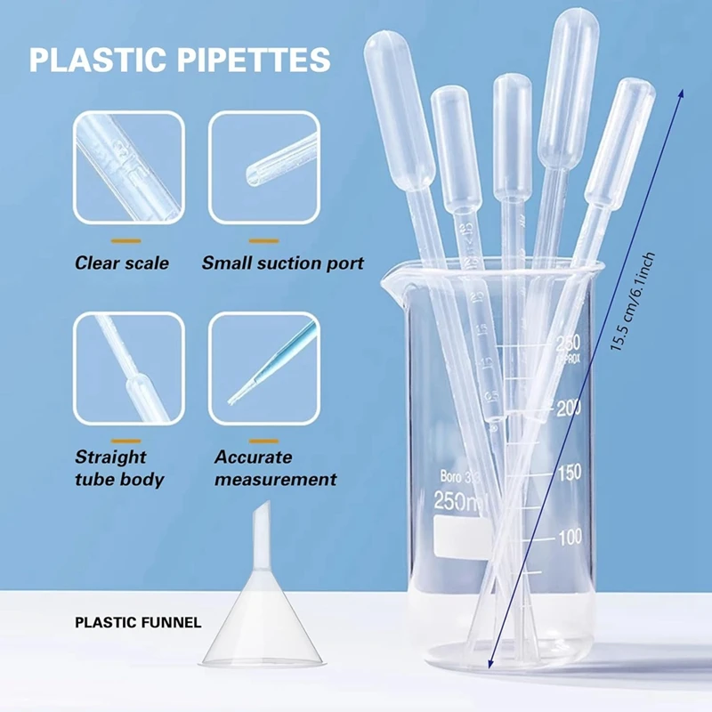 Plastic Gradient Cylinders, With 4 Pipettes, 1 Plastic Funnel And 2 Brushes 4-Pack