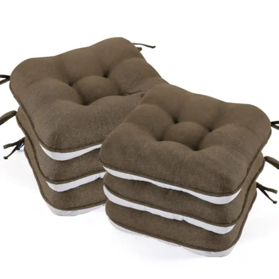 

Chair Cushions for Dining Chairs Set of 63.5 Thick Kitchen Table Chair Pads with Ties Non Slip Backing and Covers Seat Cushion