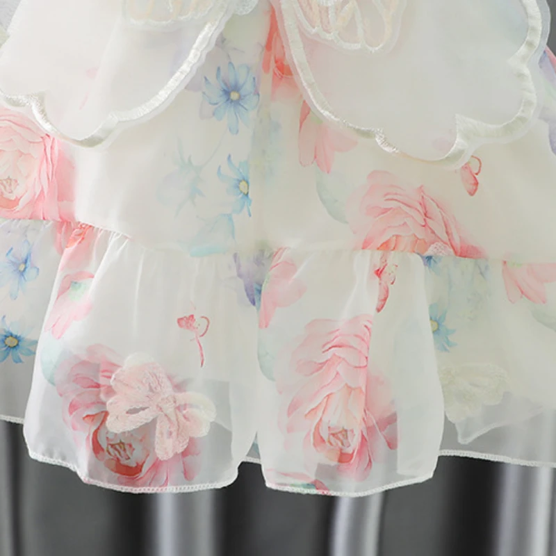 (0-3 years old) Summer Baby Girl Rose Princess Dress Girl Back Bow Wings Birthday Party Dress