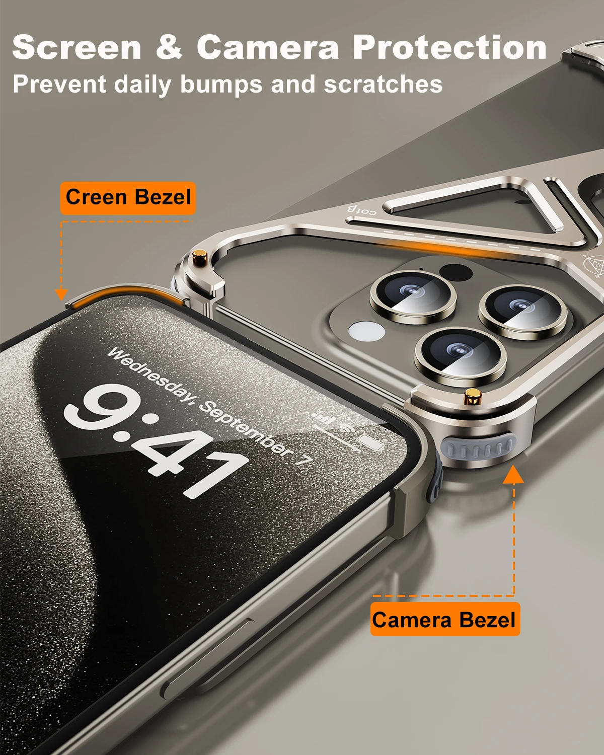 Eary Minimalist Phone Case for iPhone 15 14 Pro max Bezel Less Metal Slim Hard Shockproof Ultra Thin for iPhone 15 Pro Max Cover