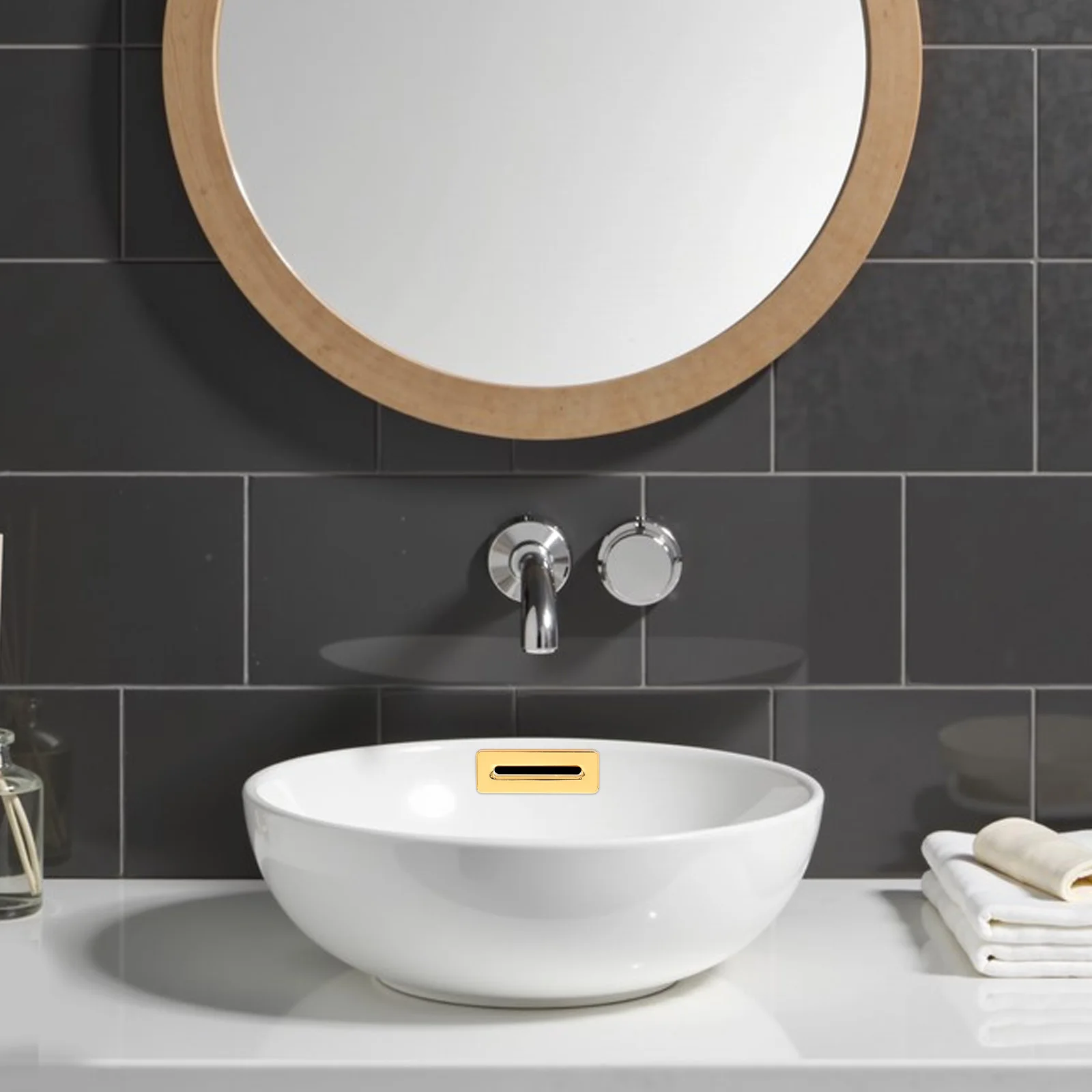 2Pcs Basin Overflow Cover Zinc Alloy Bathroom Sink Overflow Trim Ring Sink Hole Insert for Kitchen Vanity Basin