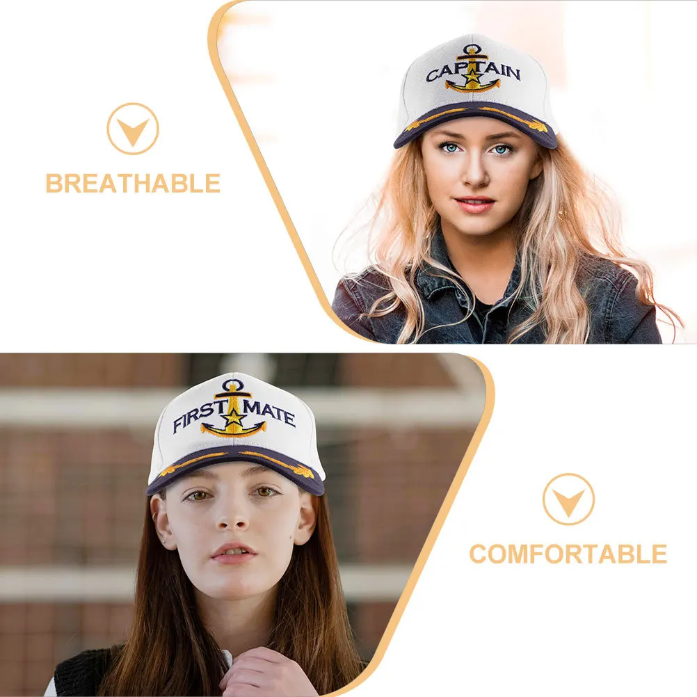 

2Pcs Captain Baseball Caps Lightweight Breathable Outdoor Sun Hats Retro Sailing Boating Hats for Men Women Summer Sports