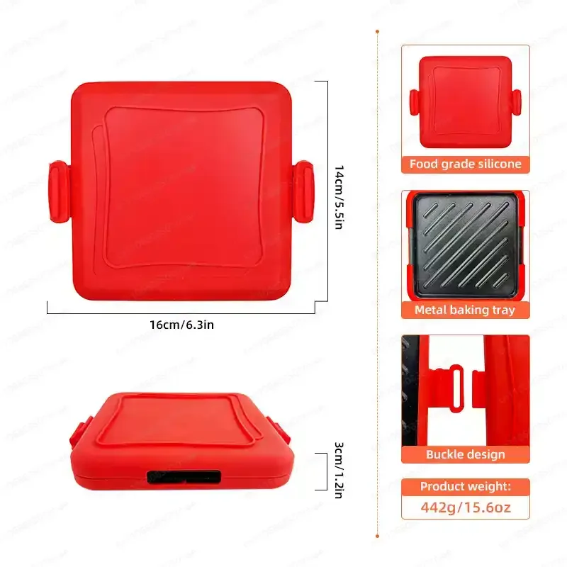 Microwave oven special sandwich maker quick heating crispy toast bread slices silicone baking pan removable cleaning