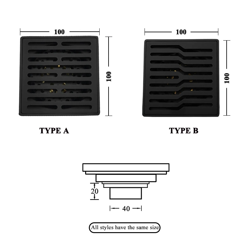 Imagem -06 - Banheiro Inseto-prova e Odor-prova Checkered Tile Insert Escovado Preto Escovado Ouro Rápido Dreno Piso Dreno Aço Inoxidável