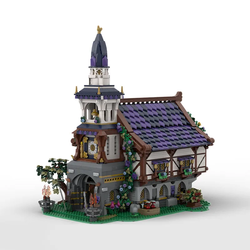 MOC German wooden structure town hall / town hall street view modular building creative assembly building blocks toy gift