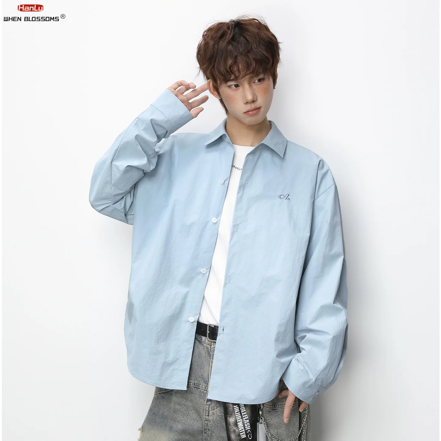 

Men's 2026 Premium Long Sleeve Shirt Cleanfit Aesthetic Natural Pleats High Street Oversized Minimalist Top Spring Blazer