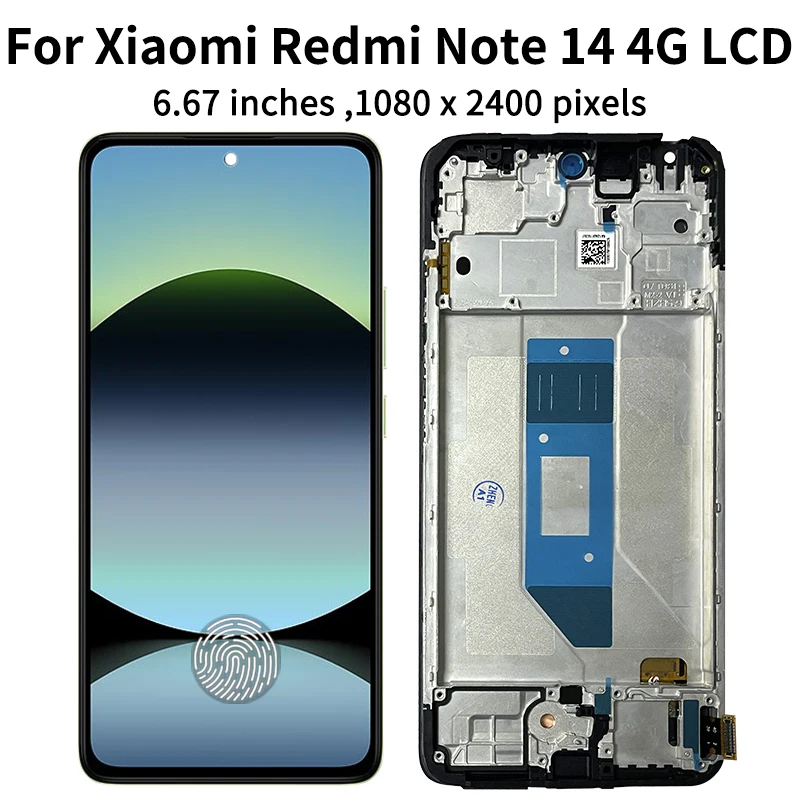 6.67 "AMOLED dla Xiaomi Redmi Note 14 4G wyświetlacz LCD dotykowy Digitizer zgromadzenie 24117RN76G ekran LCD z ramką — zdjęcie produktu 3