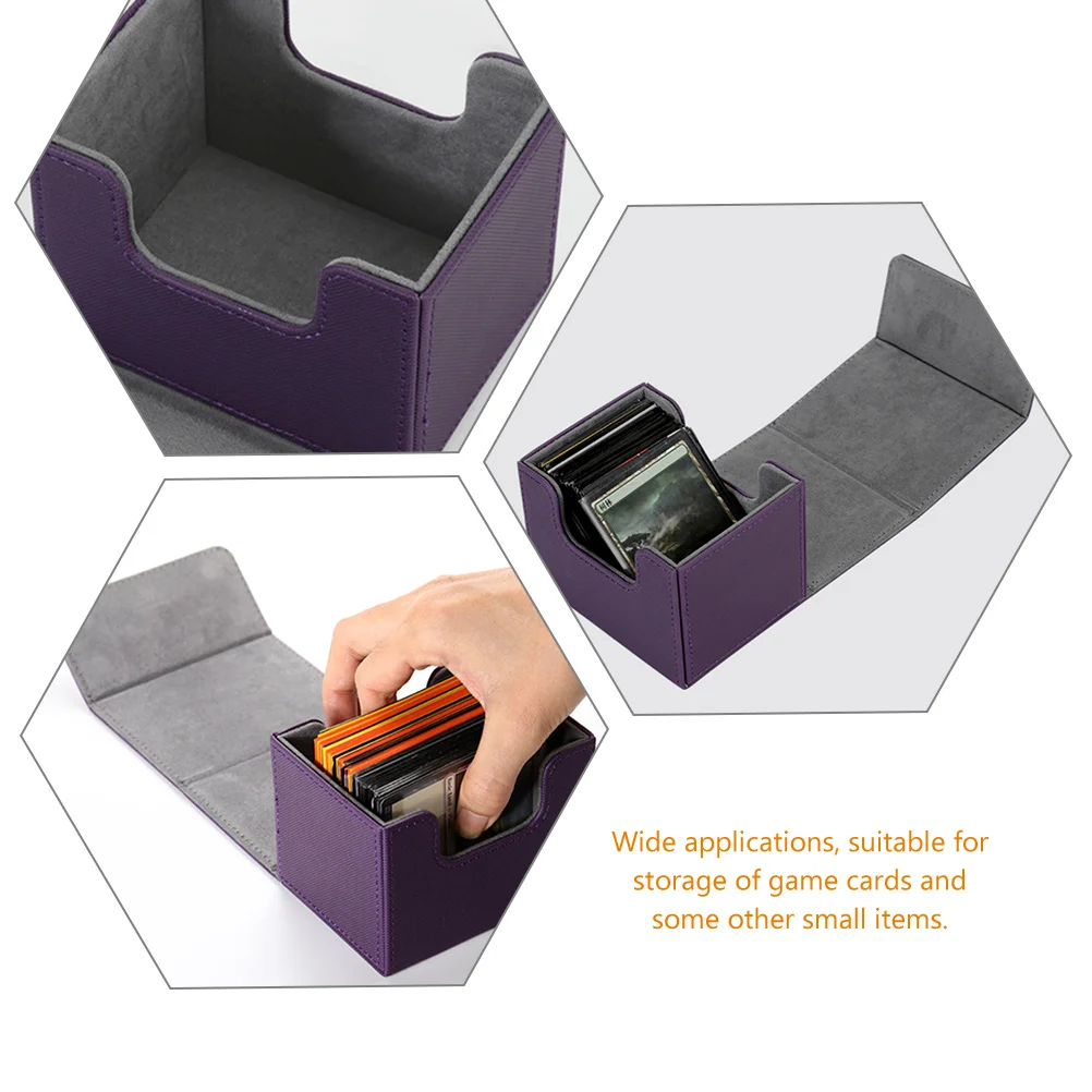 

Pu Card Box For Trading Games Scratch-Resistant Organizer Large Capacity Storage Case For Cards Decks Desktop Home Use
