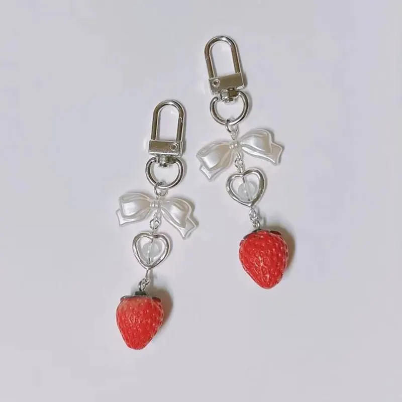1pcs Cute NANA Phone Charm Handmade Y2K Strawberry Keychain