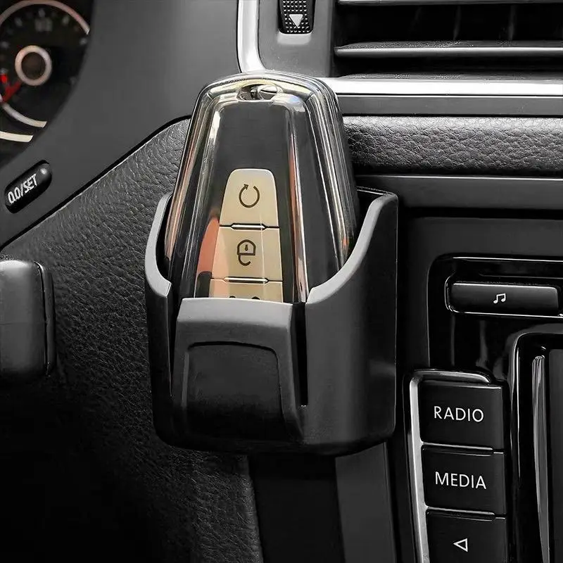 

2Pcs Car Key Holder Clip Car Interior Storage Box Dashboard Organizer Adhesive Mount For Card Key Rack Universal Fit