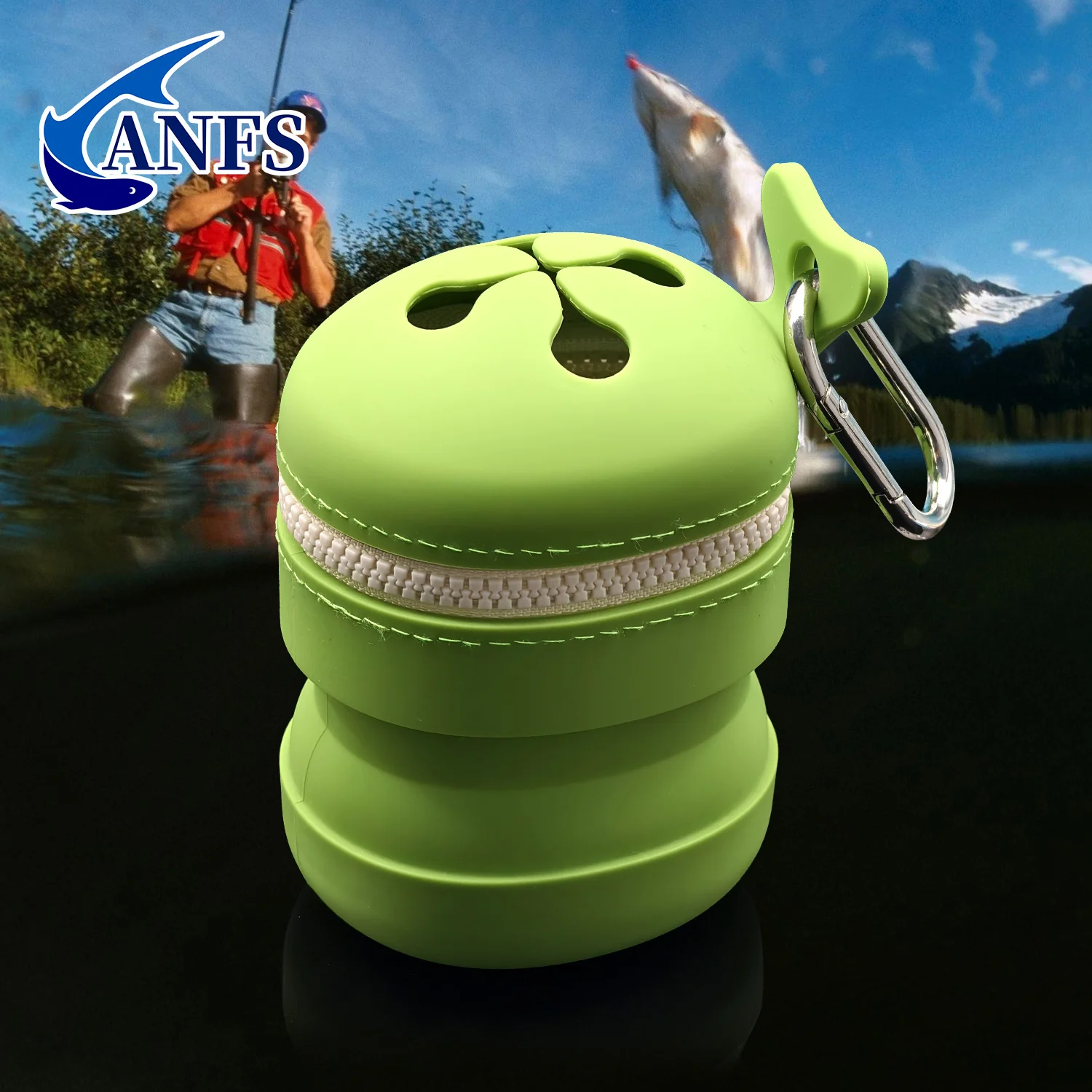 

ANFS1pc Силиконовый мини-мусорный бак для рыбалки нахлыстом — складной ящик для хранения мусора на молнии для рек, озер, румян и океанов