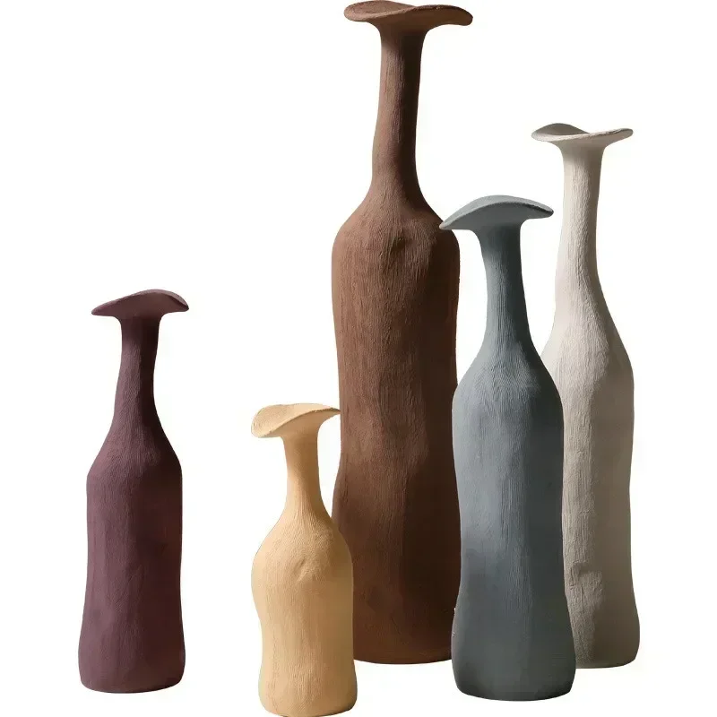 Nordic Handmade Ceramic Vase Textural Design for Modern Luxury Flower Vase Home Decor Elegant Decoration for Living Room Office