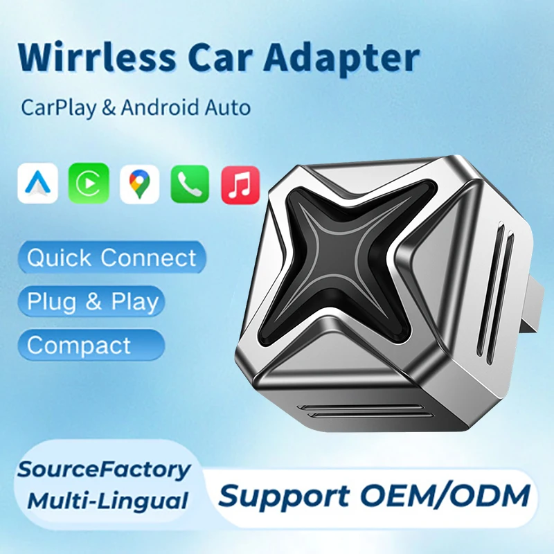 

2026 Новый 2IN1 беспроводной CarPlay Android Auto USB-адаптер Dongle Smart Mini Box Plug Play для VW Toyota Nissan Honda Ford Benz KIA