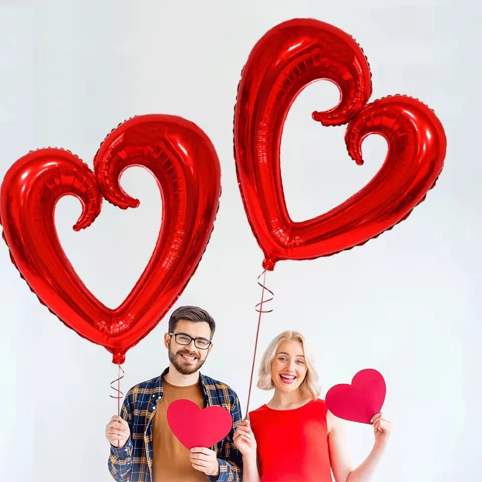 2 Stück 40 Zoll Riesenhaken Herz Folienballons Verlobung Omanentische Valentinstag Party Hochzeit Dekoration Große Luftballons