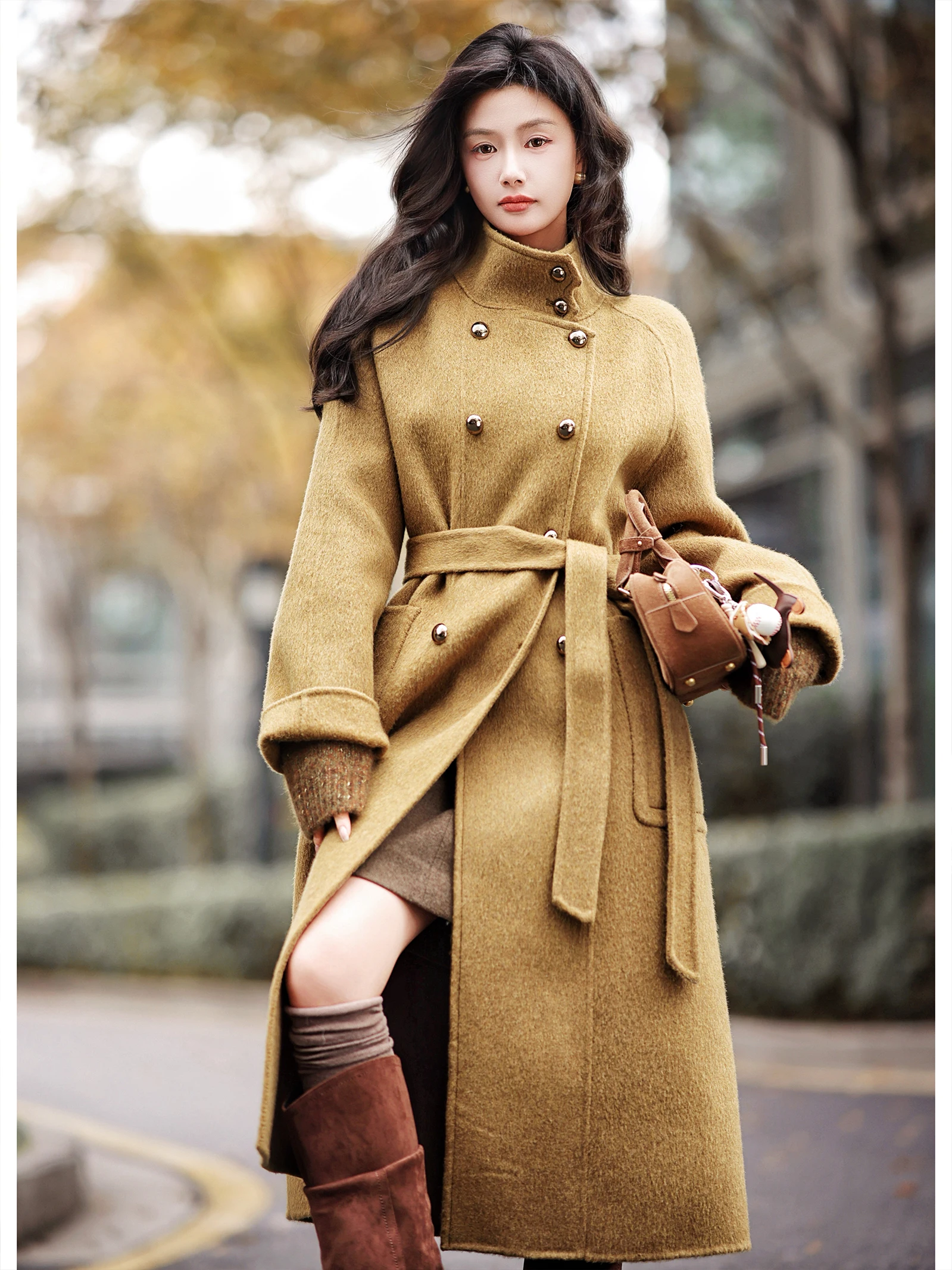 

Элегантное шерстяное пальто в стиле Хепберн, двубортное, с длинными рукавами, однотонное, для повседневной носки, из плотной шерсти, с воротником.