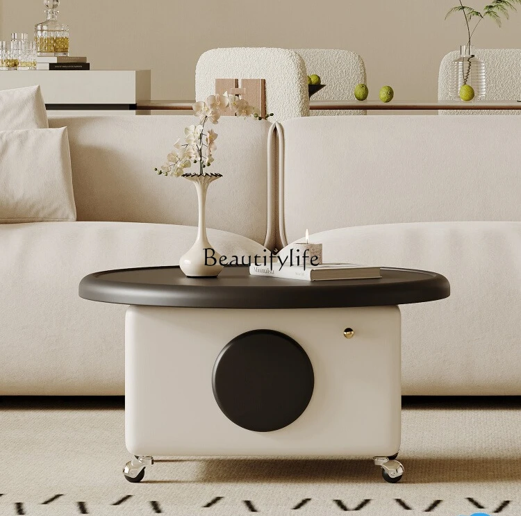 

French Cream Wind Removable Coffee Table Premium Lifting Round Table Coffee Table