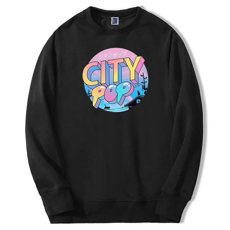 

2024 Autumn Men's Oversize Thick Vaporwave Japan Style City Pop Hoodie Fleece Cool Hoody Mens Hip Hop Streetwear