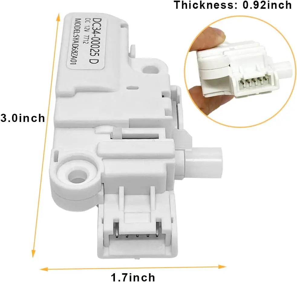 DC34-00025D DC12V Washer Washing Machine Door Lock Switch Replacement for Samsung WW90K74150OX/WW90K74150SC/WW90K74150O