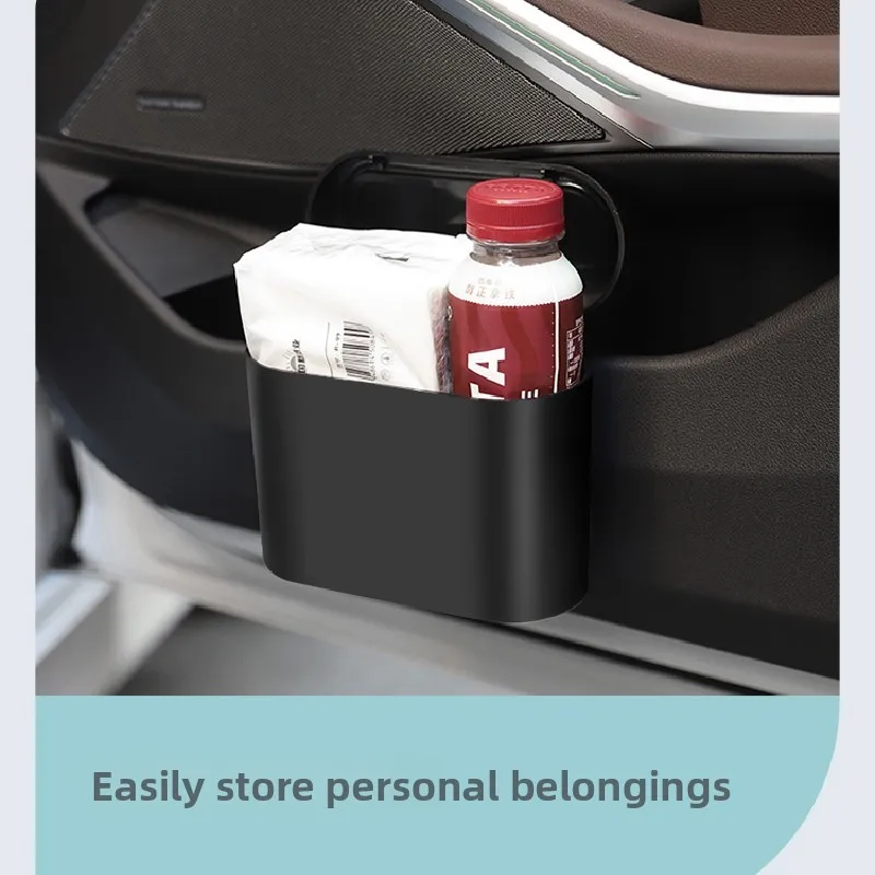 For Suzuki Ignis Vitara Brezza 2016~2023 CarTrash Bin Black Square Pressing With Lid Mini Portable Hanging Trash Can Accessories