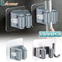 Ganchos multiusos montados en la pared, estante de almacenamiento para fregona, colgador de escoba, gancho de pared impermeable para baño, herramienta de almacenamiento de cocina, 1, 3, 4 piezas