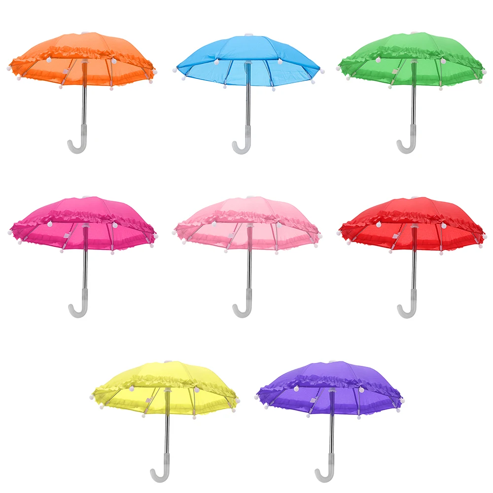 Lace Miniature Umbrella For Dolls Accessories Candy Color Mini Rain Gear For 18 Inch & 43cm Dolls Kids Toys Dollhouse Decoration