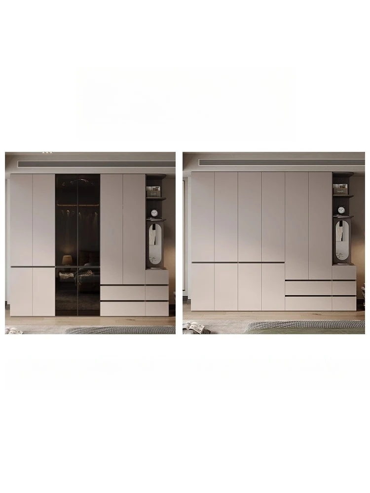 Wardrobe household bedroom glass door segmented casement door solid wood wardrobe