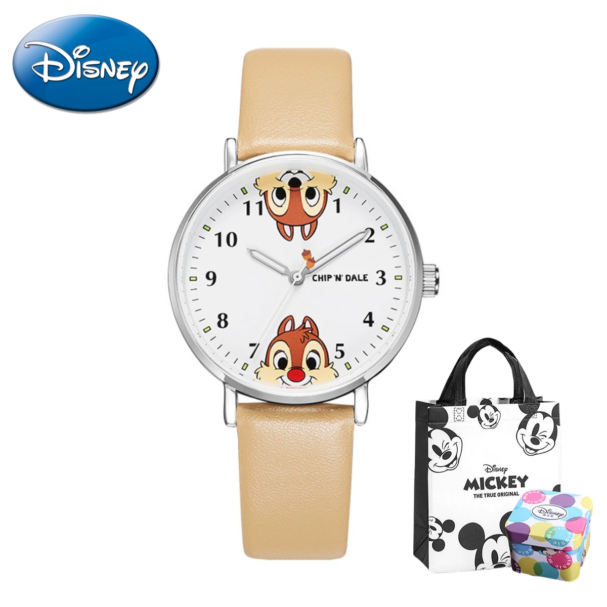 Disney Schattige Chip Dale Waterdichte Lichtgevende Kinderen Quartz Horloge Voor Kinderen Met Doos Cadeau