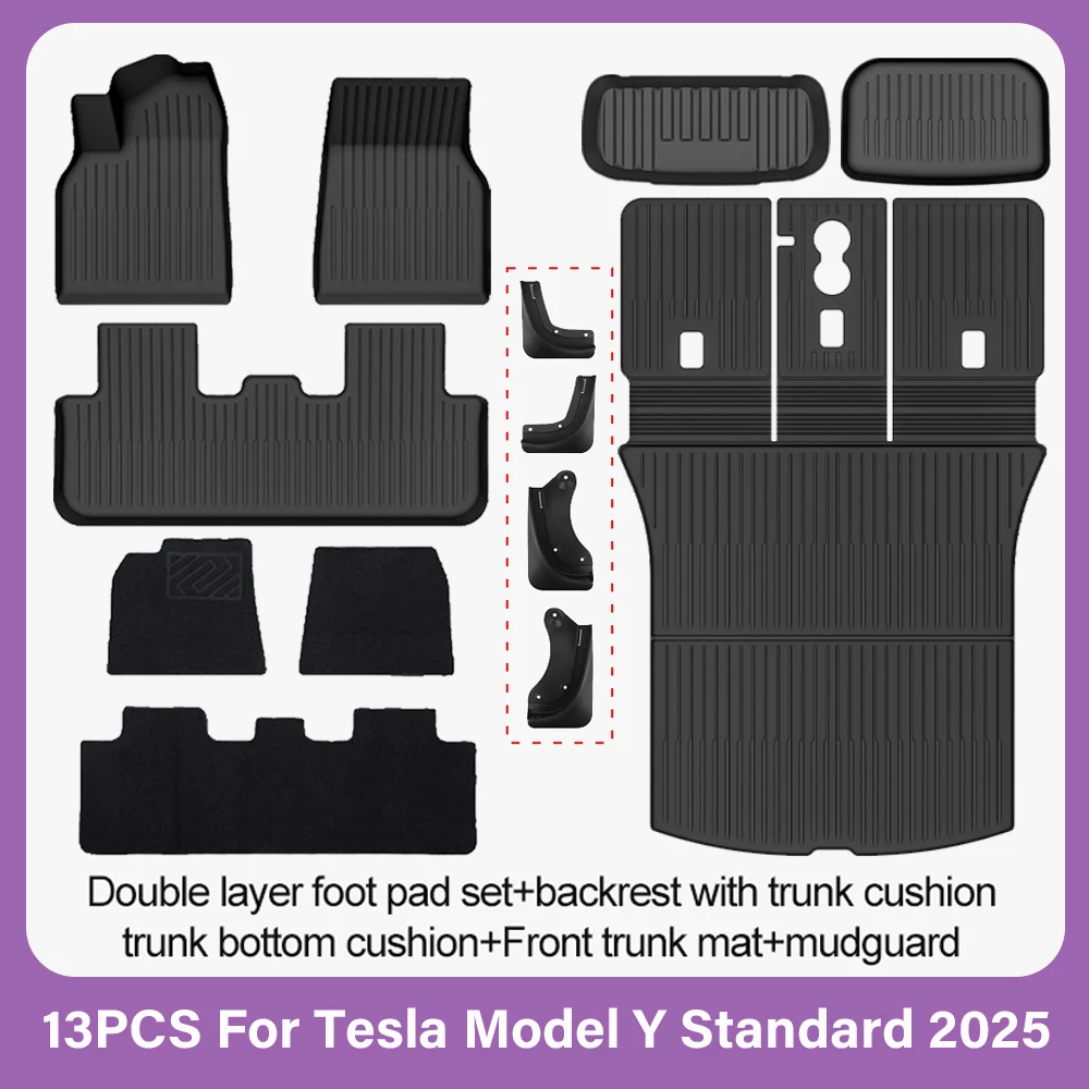 TPE-Fußmatten für Tesla Neues Modell Y Standard 2025 2026 Wasserdichte Gepäckraum-Matten Allwetter-Vollset Fußmatten Modell Y Kofferraummatten