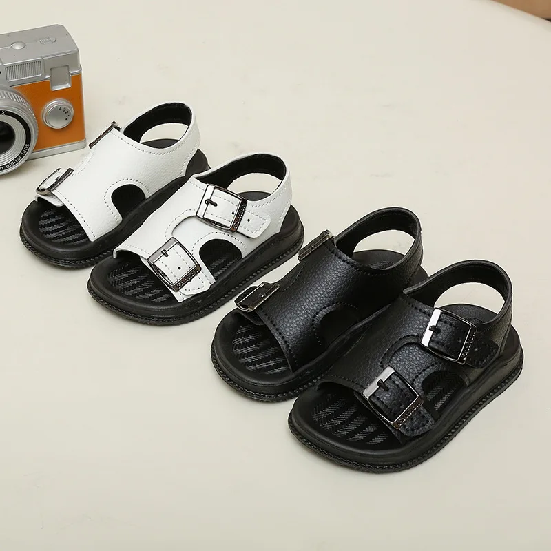 

New Thick-soled Children Sandals Summer Metal Buckle Open-toe Shoes Boy Girl Feel Beach Shoes Kids Soft-soled Casual Sandals