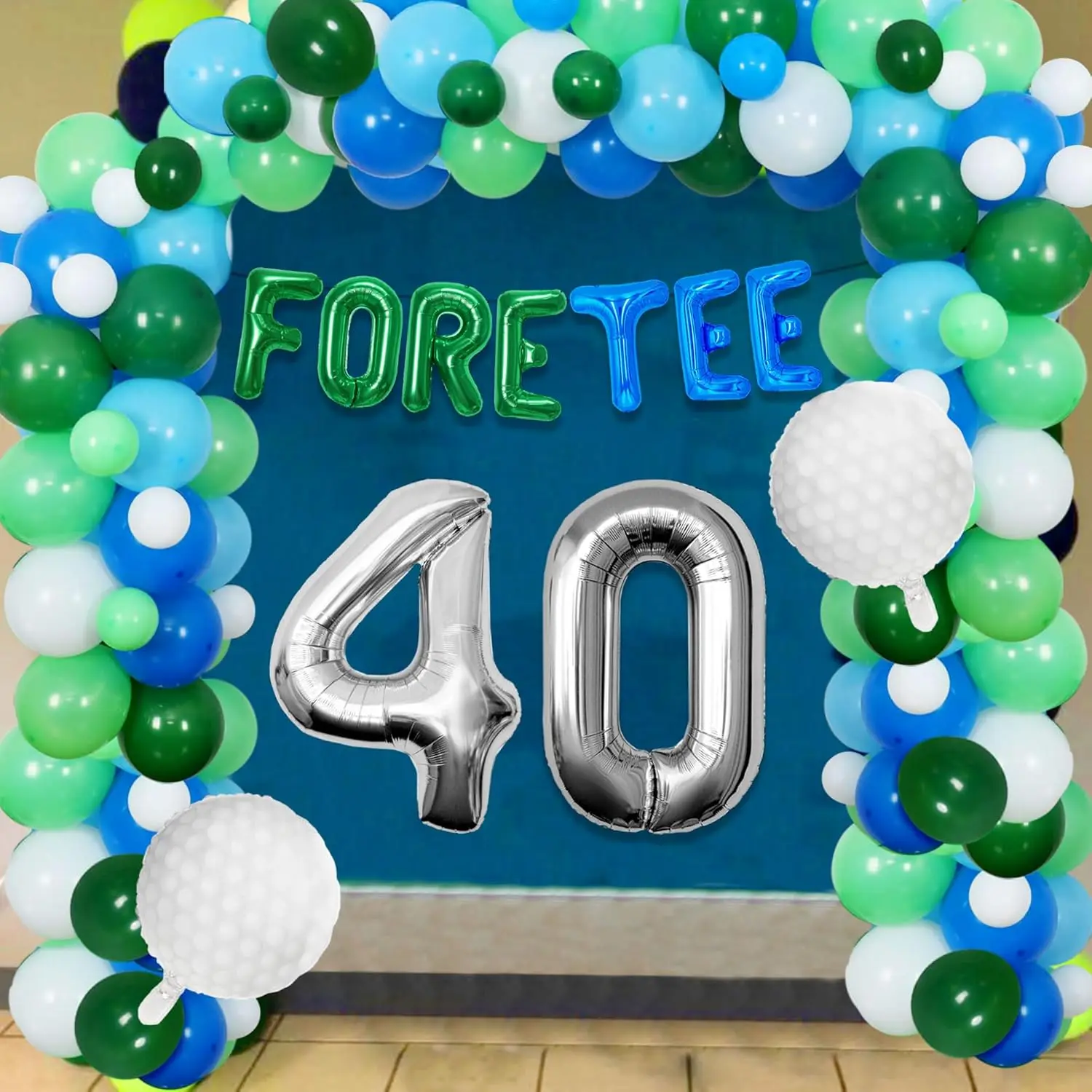 Laventy Golf 40th Birthday Decorations Men 40th Birthday Decorations Foretee-Tee Birthday Banner palloncini per palline da Golf