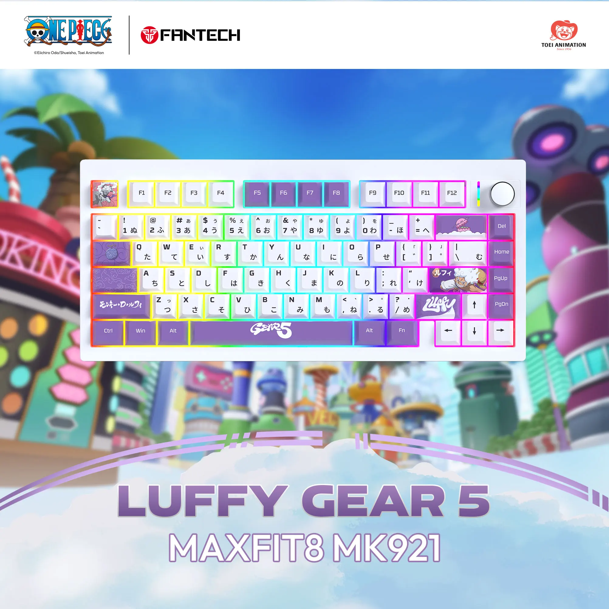 FANTECH with One Piece Original Wired and Wireless Mechanical Keyboard 80 Keys ARGB PBT Keycaps Macro Mini Keyboard for PC