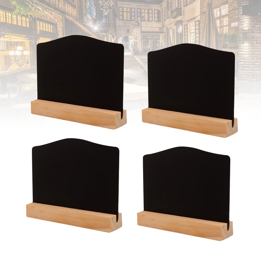 4 pçs decorações de bolo quadro sinais arqueados mesa mensagem dupla face de madeira criança mini