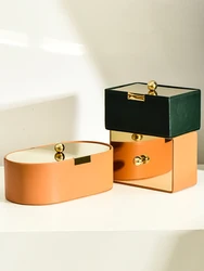 Ins Nordic Luxury Bathroom Accessories Makeup Cosmetics Organizer Lipstick Holder Storage Jewelry Box Cotton Pad Container