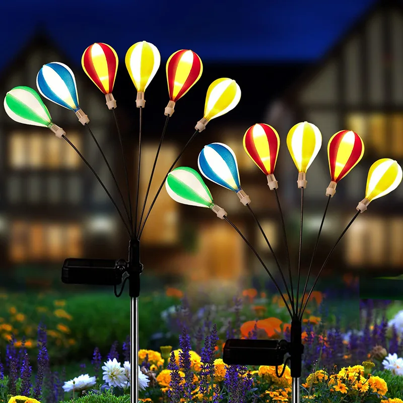 Solar Heteluchtballon Swing Light Ip65 Waterdichte Led Vuurvlieg Grond Plug In Licht Binnenplaats Tuinlamp Camping Gazon Verlichting