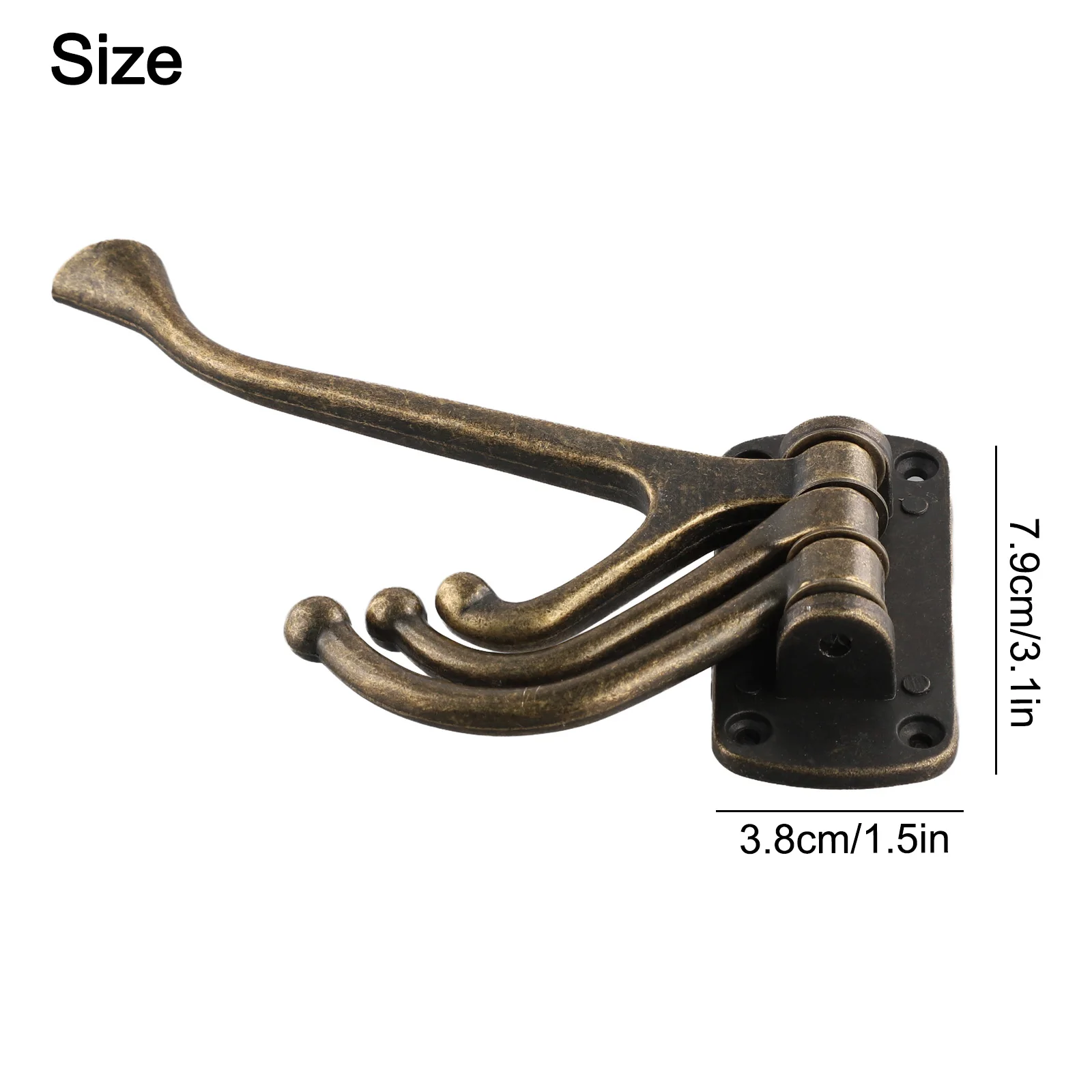 Bronze Hook Coat Hook Home Decor Sturdy Material Stylish Finish 3 Arms Design Adjustable Arms Easy Installation For Bags