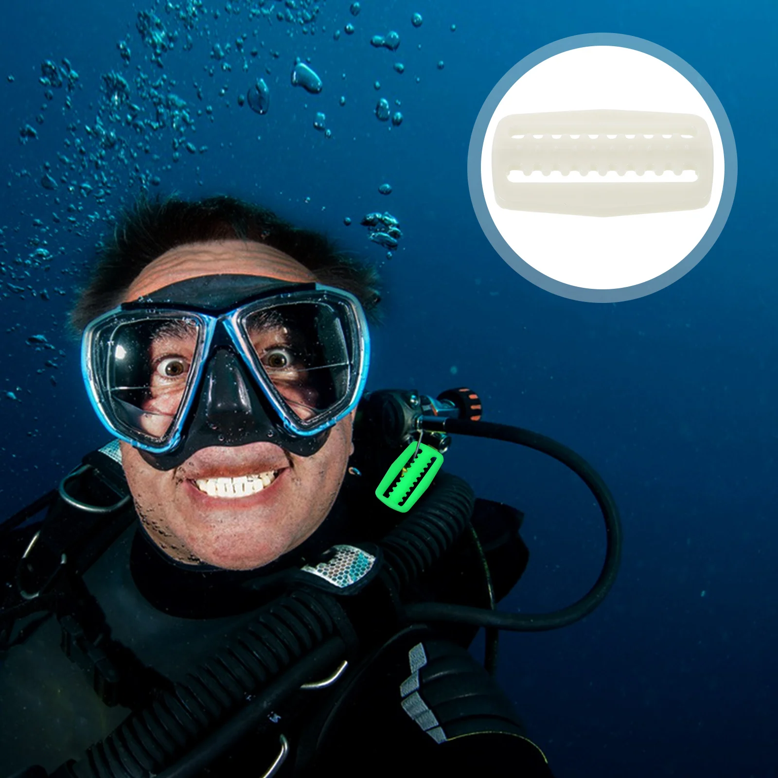 

Scuba Diving Webbing Keeper Luminous Buckles Anti Slip Belt Retainers Clips Fits 5cm Webbing Stable Pom Material