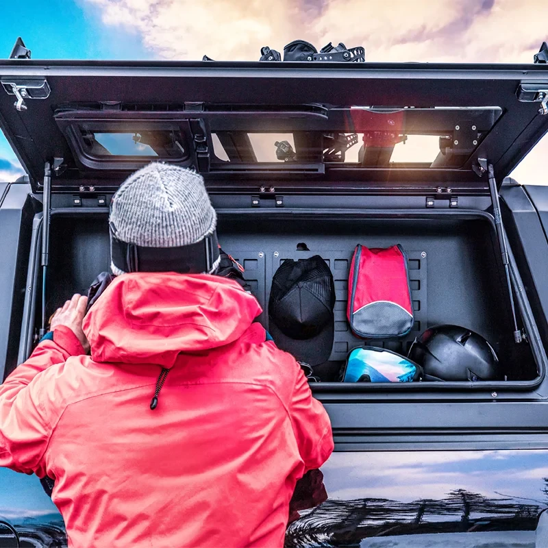 Aluminum Alloy Hard Shell Truck Cap Bed Cover With Tailbox Secure Lock Waterproof & No-Drill Installation Fit For Pickup