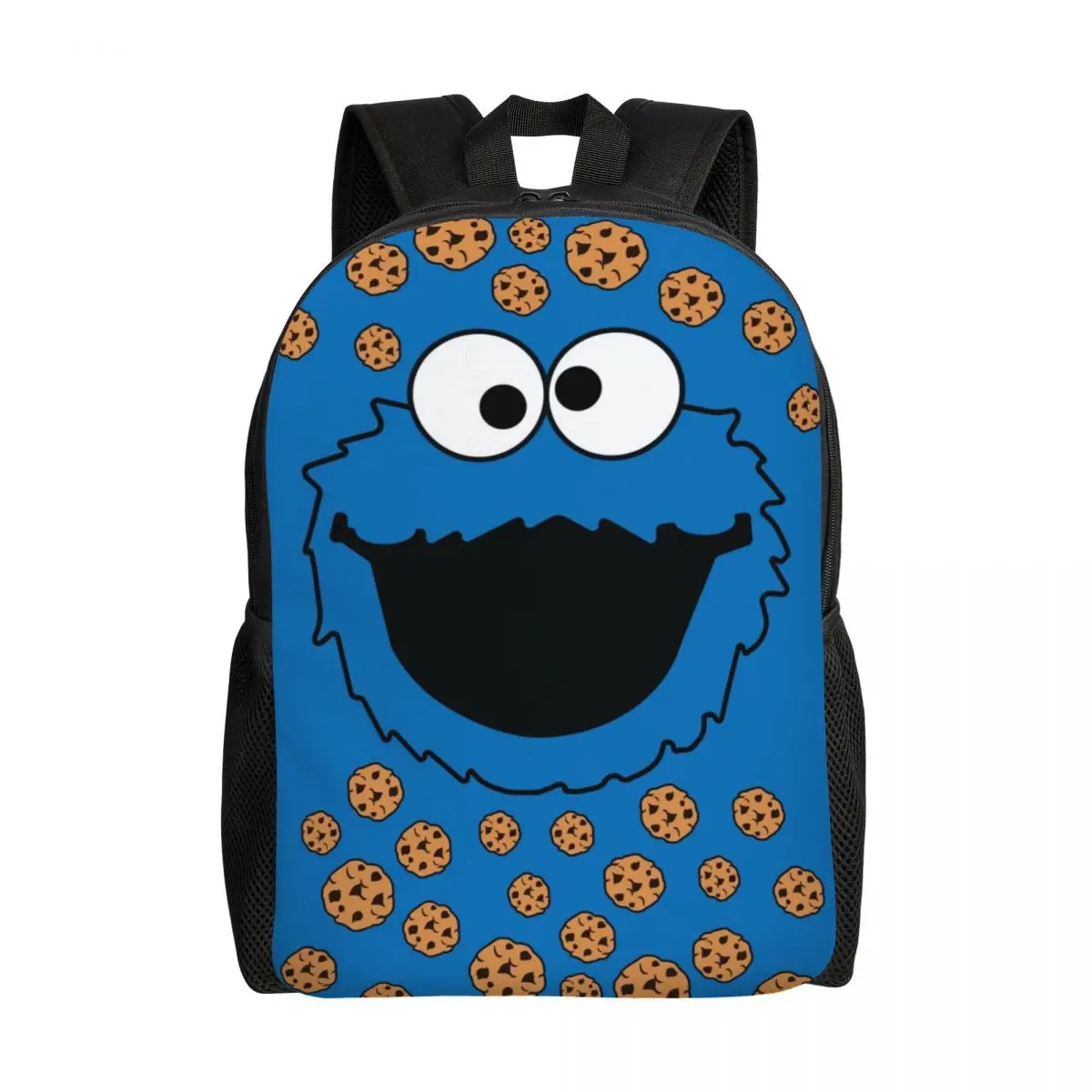 

Custom Funny Cartoon Cookie Monster Pattern Backpack for Women Men College School Students Bookbag Fits 15 Inch Laptop Bags