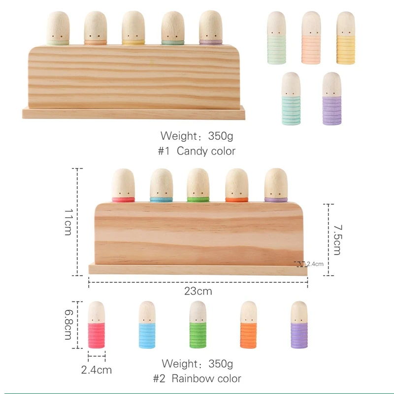 Giocattoli Montessori per bambini giocattolo per bambole in legno giocattolo per il riconoscimento del colore giocattolo per saltare in legno giocattolo per la coordinazione di mani e piedi regali per bambini