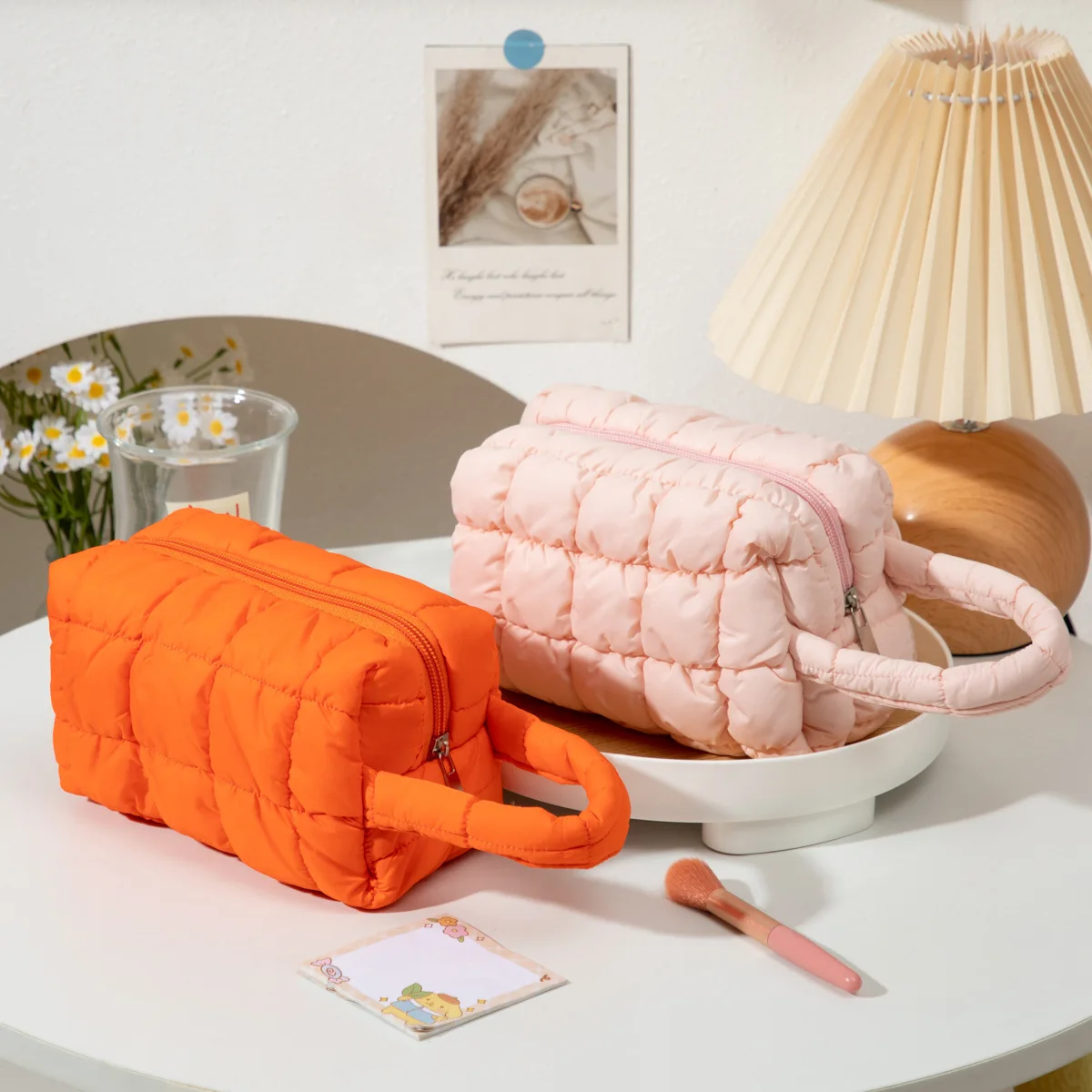 حقائب مكياج بمقبض ناعم للسفر وحقيبة تخزين مستحضرات التجميل المحمولة ومنظم مستحضرات التجميل وحقيبة أدوات الزينة وحقيبة يد لطيفة