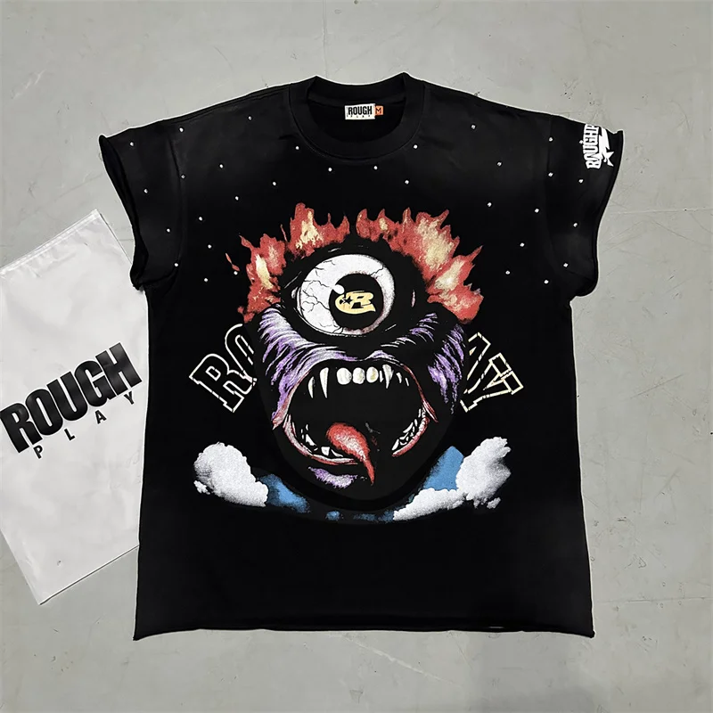 

Rough Personalized Printed Hot Drilled Hole Made Old Black Tank Top