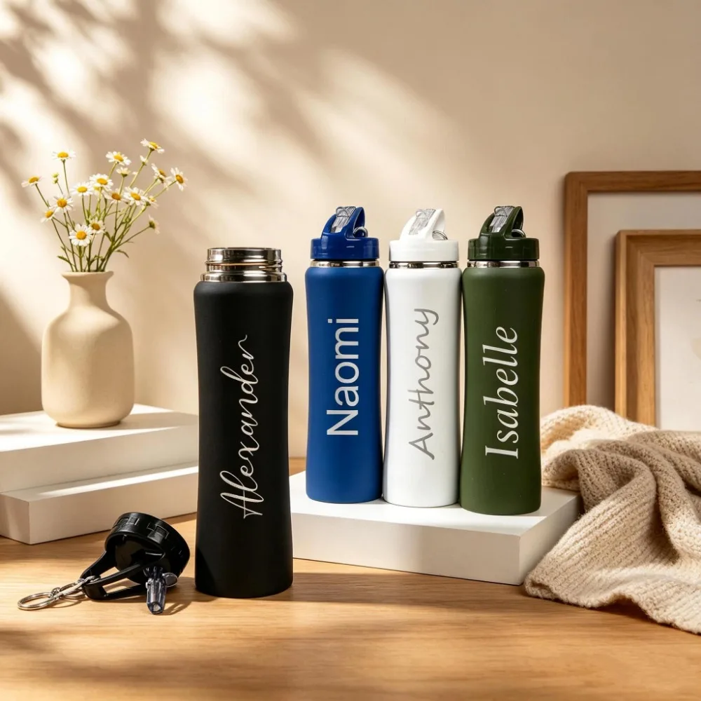 1. Custom Name Soccer Stainless Steel Water Bottle With Straw Lid, Personalized Football Sports Insulated Tumbler, Birthday Gift