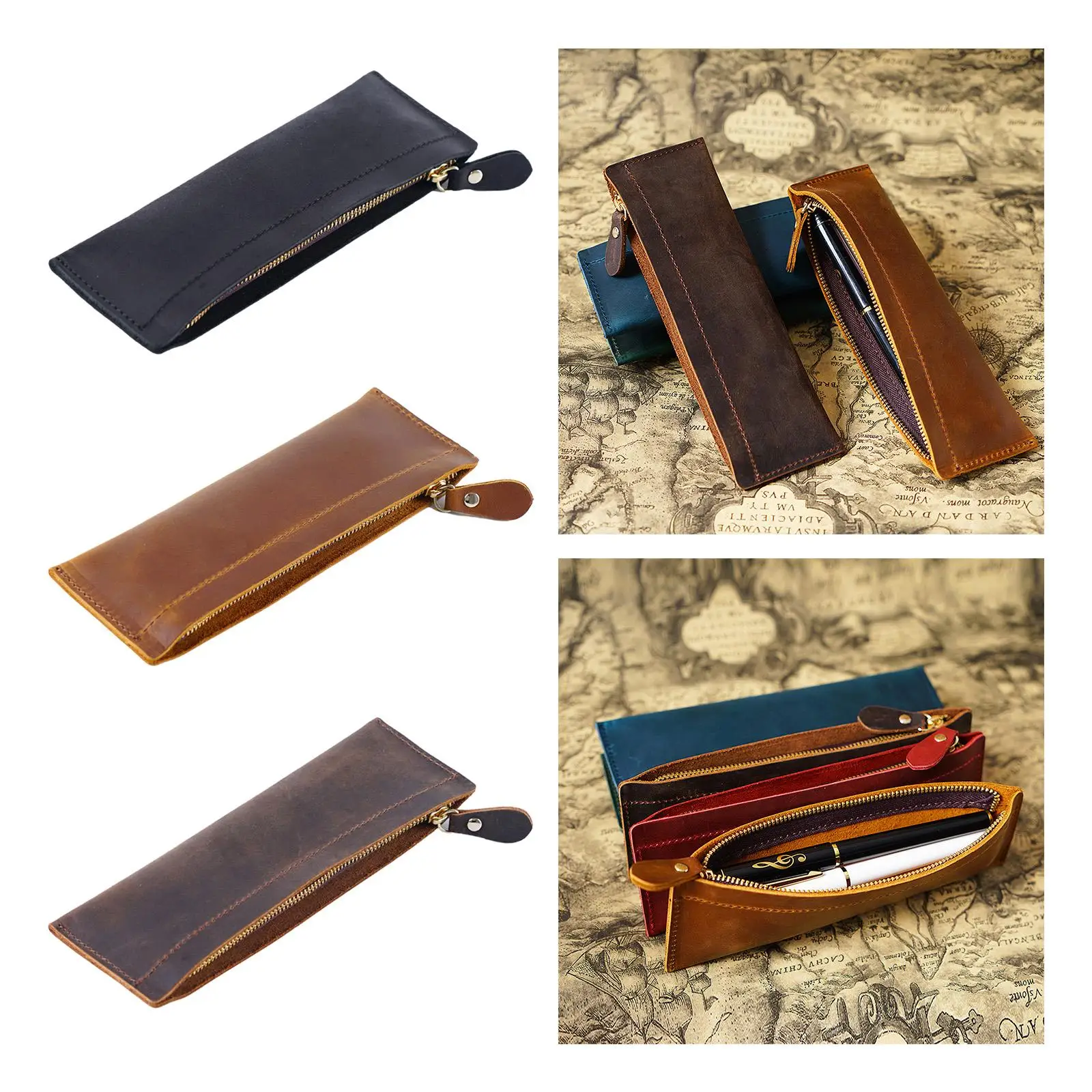 Purse Bag PU Leather Pen Pencil Pouch for Students Teenagers Travel