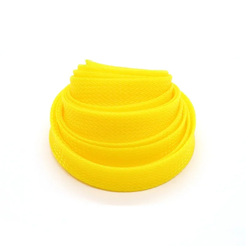 1~50m Yellow PET Braid Sleeve 2/4/6/8/10/12/14/16/20/25/30mm High Density Protect Snake Skin Wrap Sheath For Electric Cables