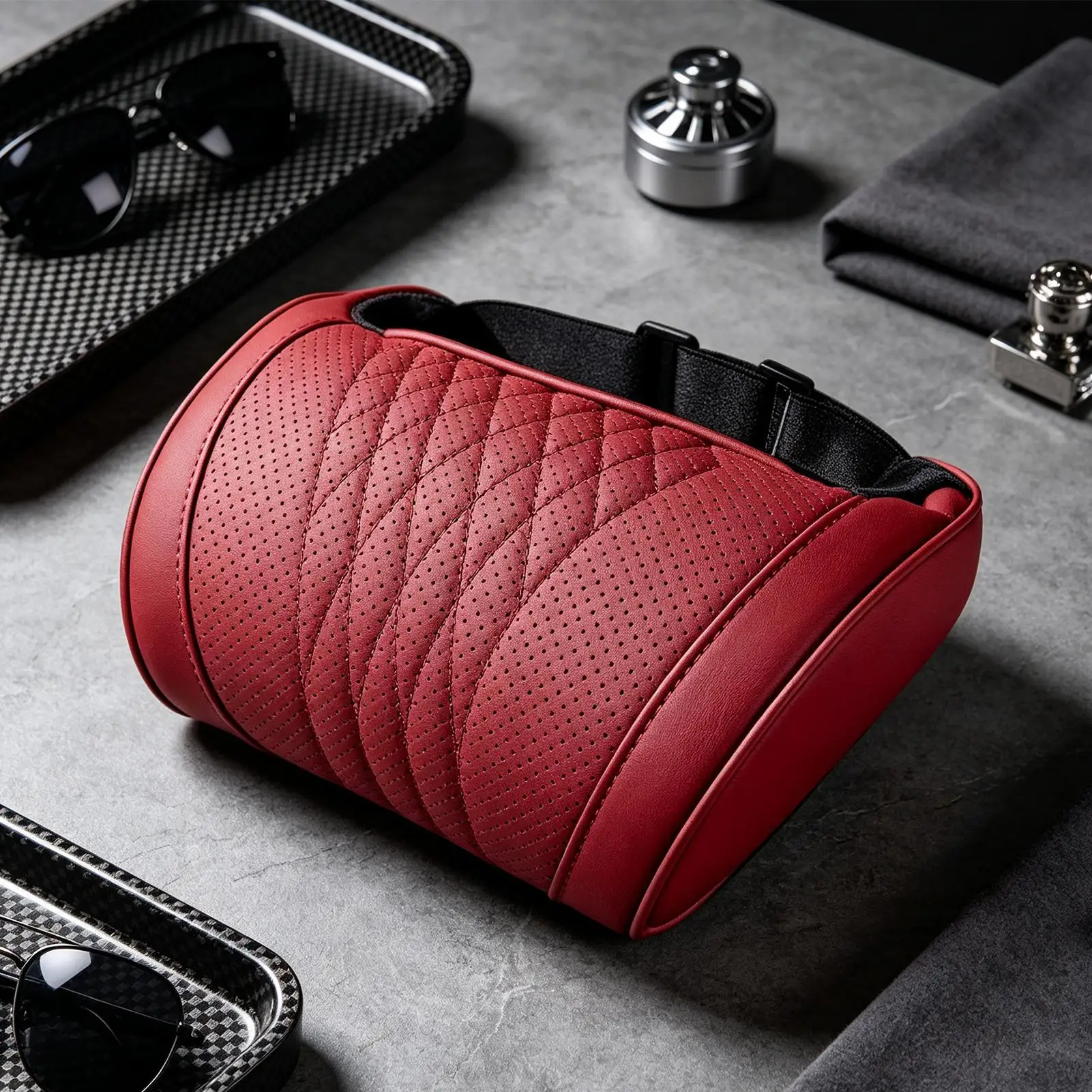 memory foam car headrest and neck pillow with Adjustable Strap Car Driving Headrest Pillow for Long Road Trips Travel