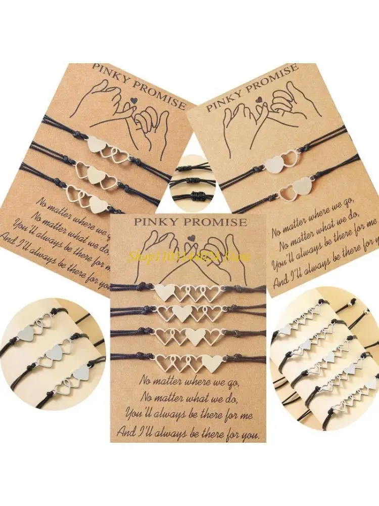 N5KE 2/3/4Pieces Valentines Day Bracelets Gift for Sister Heart Jewelry Set Handmade