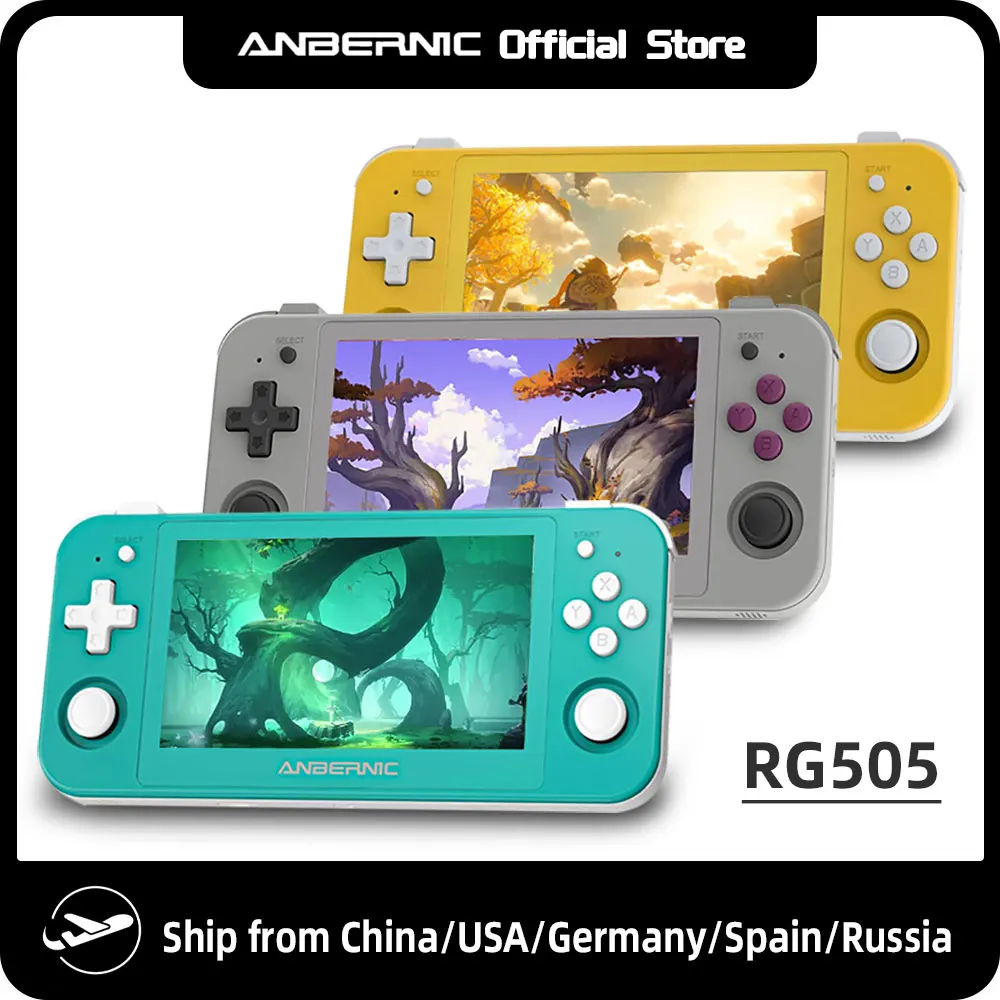 ANBERNIC RG505 New Handheld Game Console Android 12 System Unisoc Tiger T618 4.95-INCH OLED With Hall Joyctick OTA Update