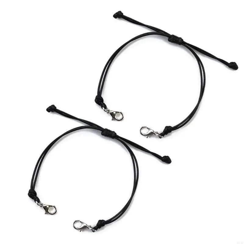 91AF Bohemian Bracelets with Open Buckles Color Wax Thread Bracelets Summer Couples Bracelets Jewelry Semi-Finished Hand Rope