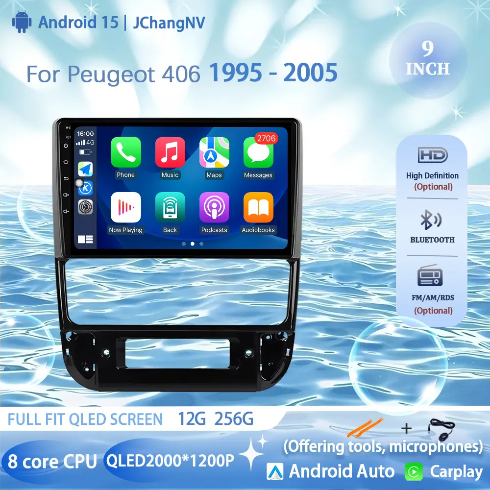 

Multimedia For Peugeot 406 1995 - 2005 Android 15 Carplay Car Stereo GPS Navigation Head Unit Android Auto 4G LTE WIFI