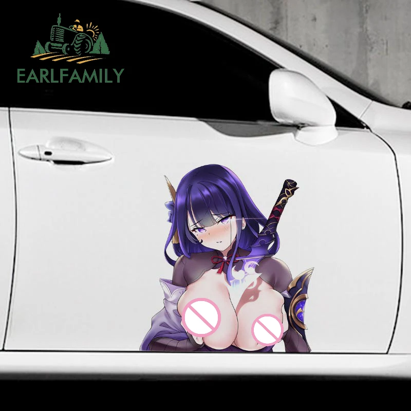 

EARLFAMILY 43cm X 38.4cm for Genshin Impact Beelzebul Raiden NSFW Car Stickers Anime Personality Decals Car Accessories Cute